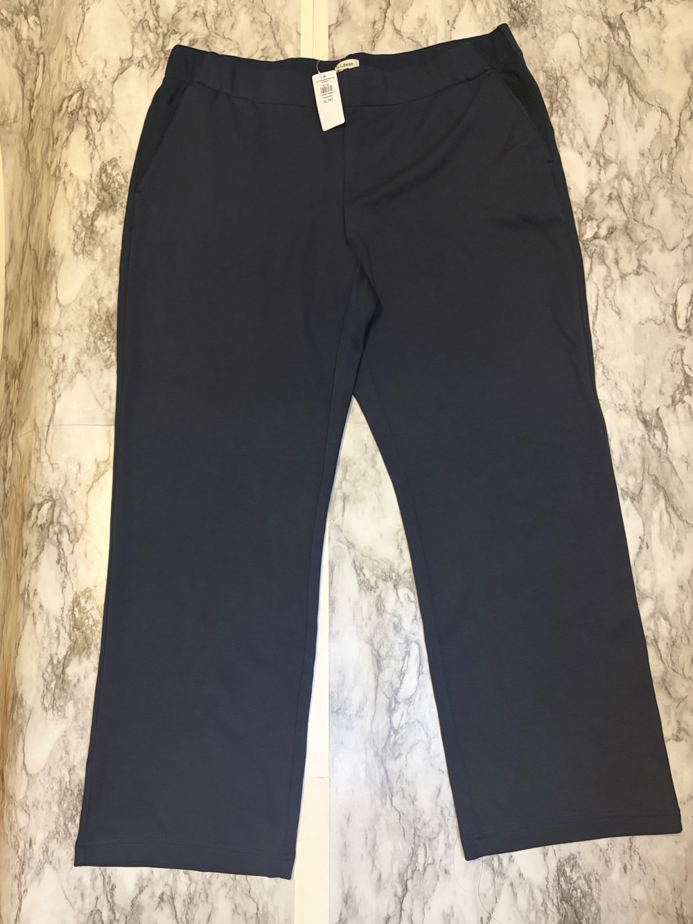 L.L. Bean Navy Wide-Leg Pull-On Track Pants NWT size XLP